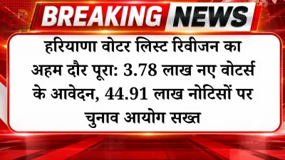 हरियाणा वोटर लिस्ट रिवीजन का अहम दौर पूरा: 3.78 लाख नए वोटर्स के आवेदन, 44.91 लाख नोटिसों पर चुनाव आयोग सख्त